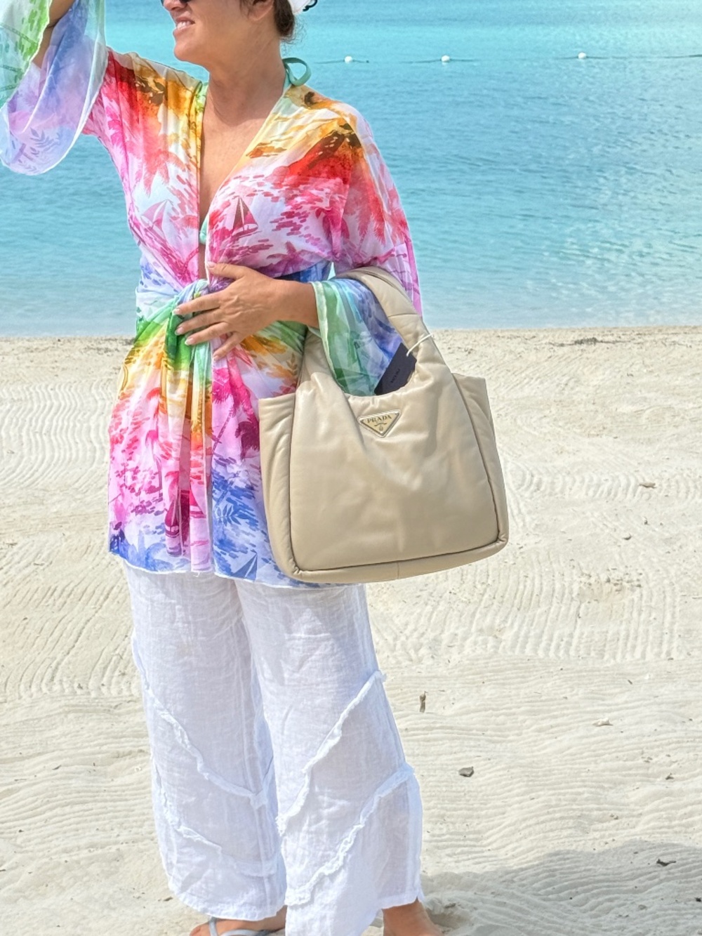 Padded Soft Nappa Leather Bag in Beige